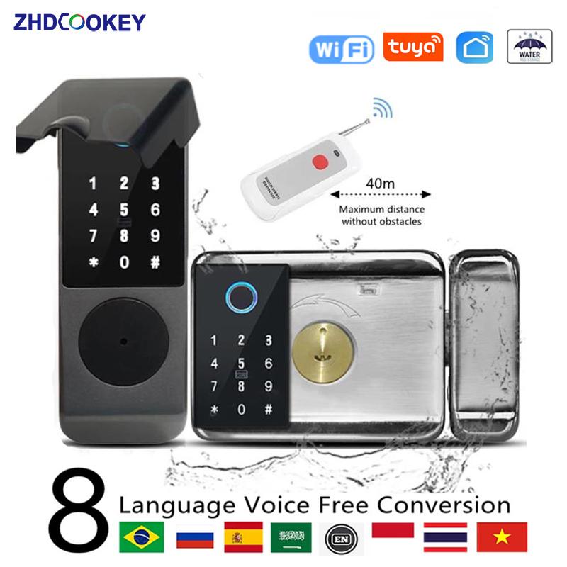Khóa Thông Minh Tuya Chống Nước Ngoài Trời Với Thẻ IC Điều Khiển Từ Xa, Bàn Phím Kỹ Thuật Số, Khóa An Ninh Biometria Điện Tử Cho Cửa Cổng