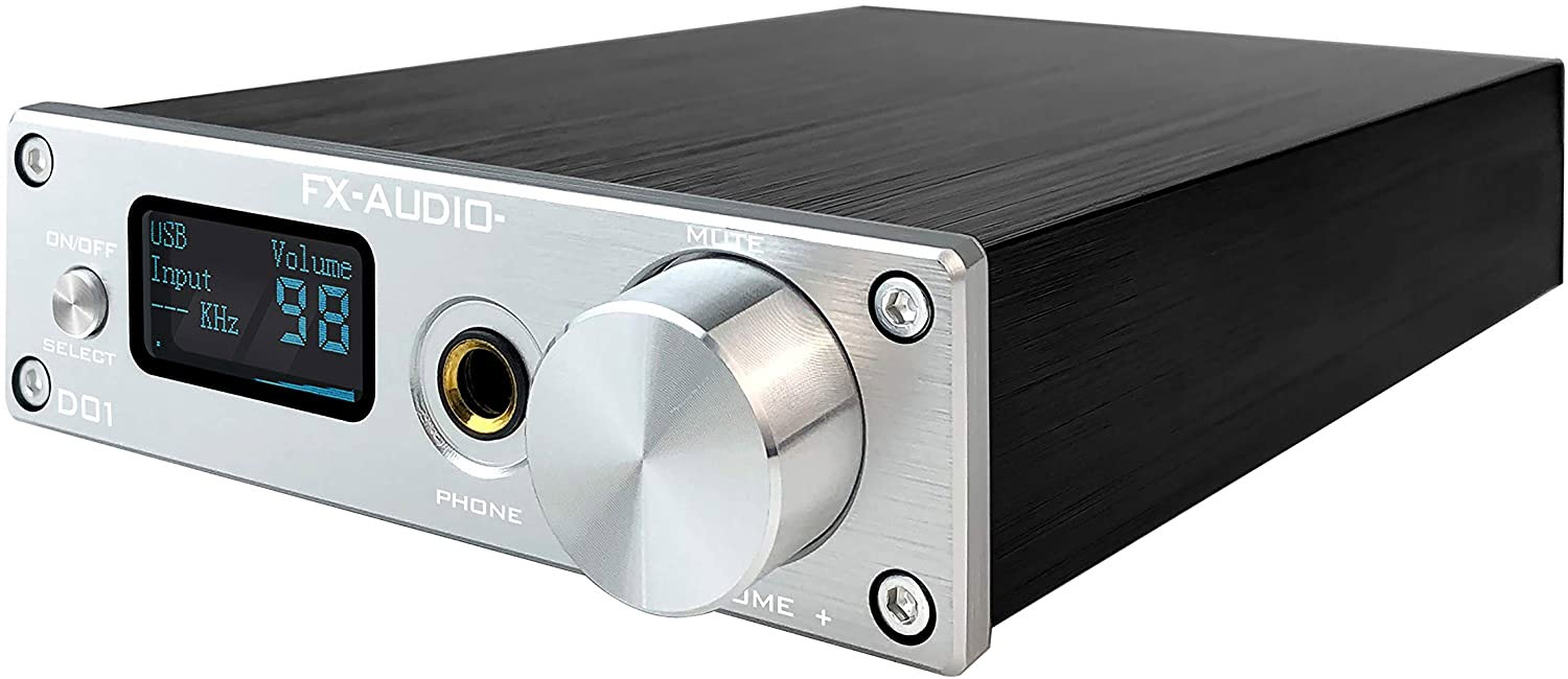 Bộ Giải Mã FX-Audio DAC D01 32 Bit/768Khz/ DSD512 Bluetooth 5.0 USB  and Headphone Amplifier HiFi Stereo Digital to Analogue ES9038Q2M/XMOS XU208 Support APTX/HD/LDAC/DSD.512 with 6.35mm to 3.5mm Headphone Converter - Hàng Chính Hãng