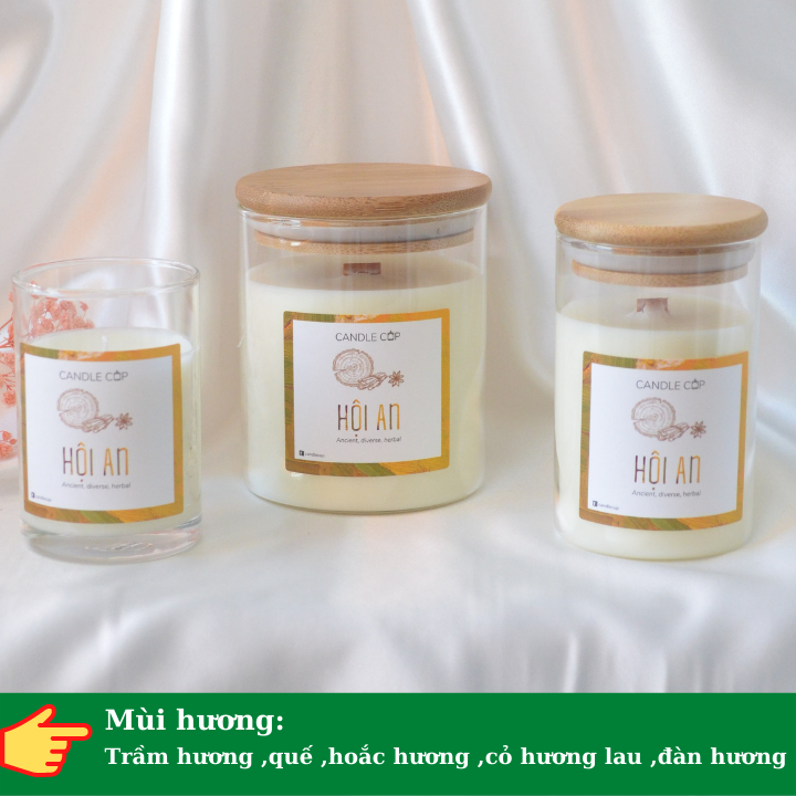 Nến thơm thảo mộc cổ kính AGAYA Candle Cup hương trầm hương,quế,hoắc hương,cỏ hương lau,đàn hương - MÙI HỘI AN