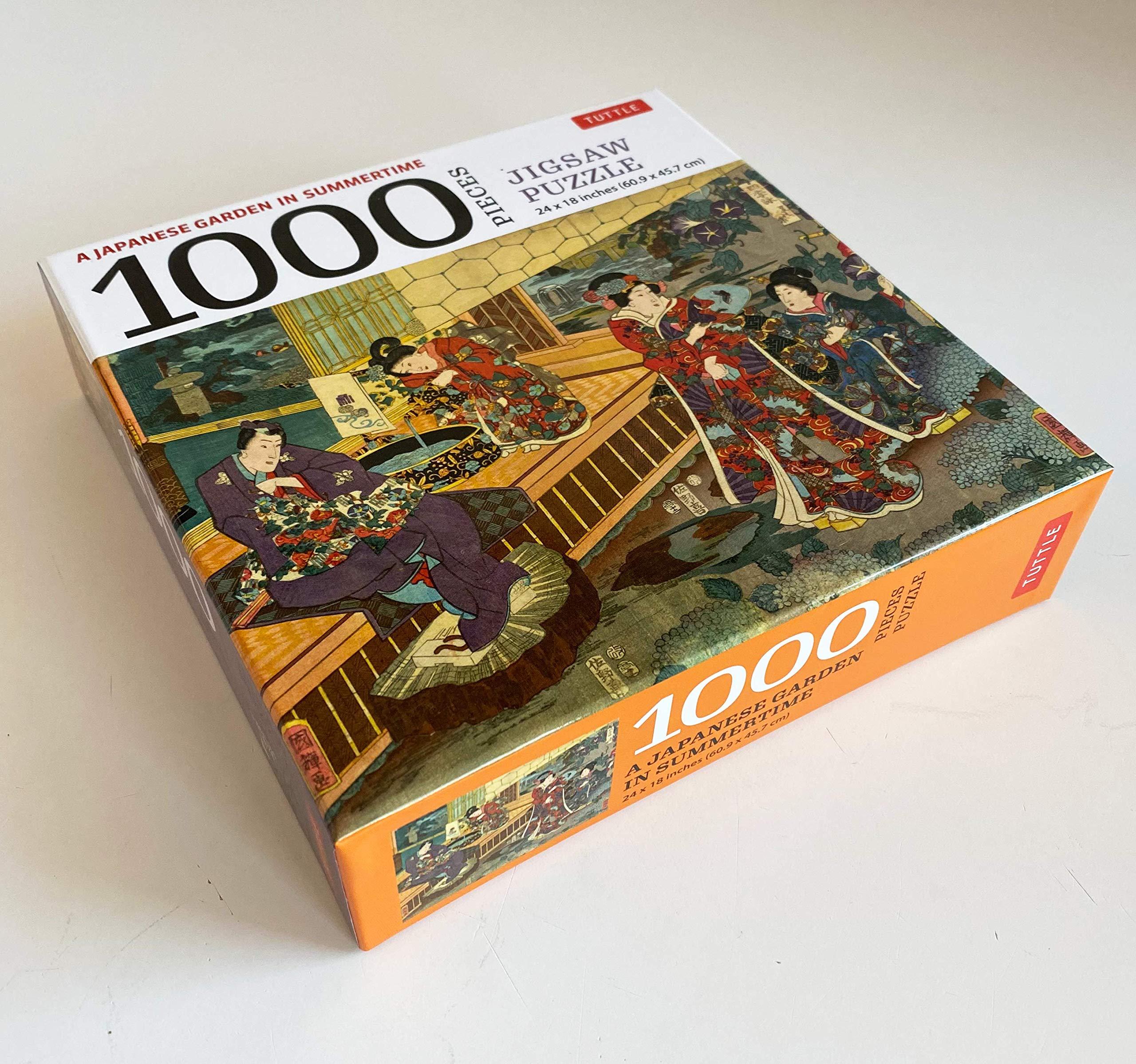 A Japanese Garden In Summertime - 1000 Piece Jigsaw Puzzle: A Scene From The Tale Of Genji, Woodblock Print (Finished Size 24 in x 18 in)