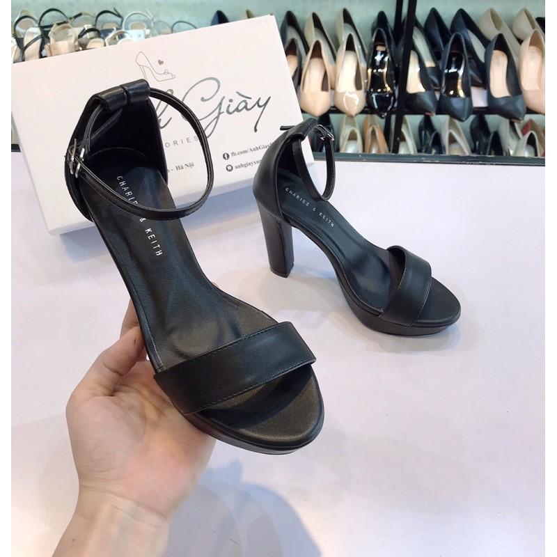 SD08 - Sandal quai ngang da lì bít gót đúp đế 12p