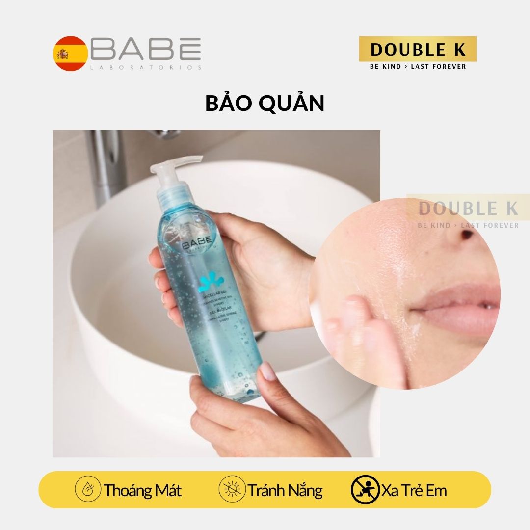 Gel Tẩy Trang và Rửa Mặt BABE Micellar Gel - Dùng Được Cho Da Nhạy Cảm - Double K