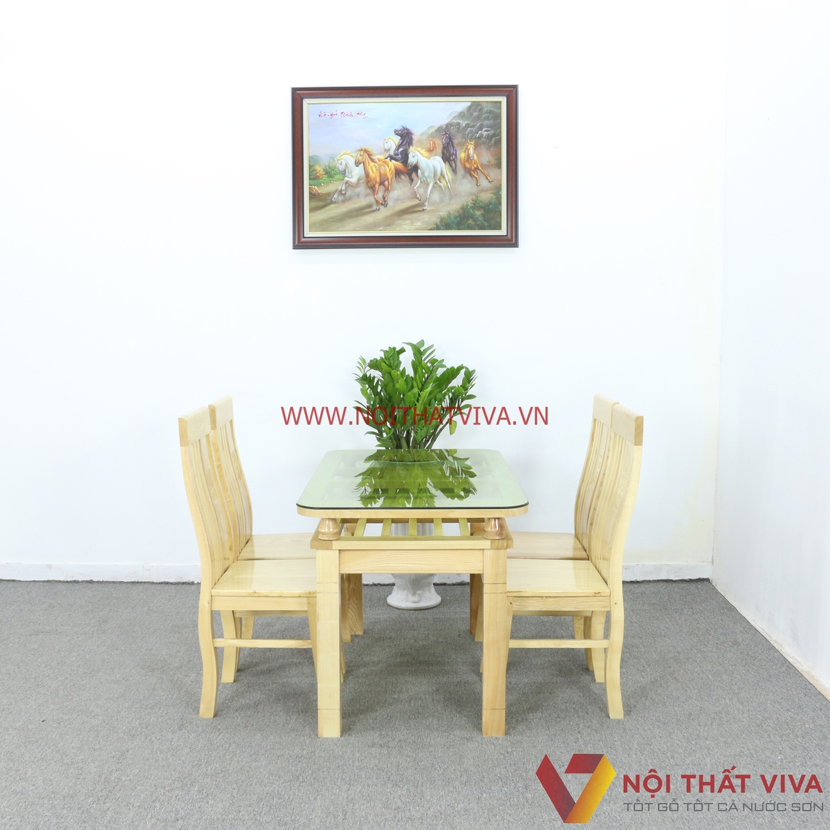 Bàn Ăn 2 Tầng Gỗ Sồi 4 Ghế Màu Tự Nhiên Gọn Đẹp Giá Rẻ