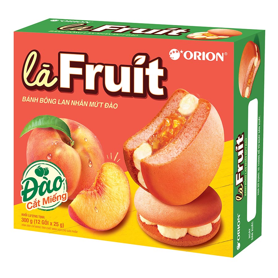 Bánh Bông Lan Nhân Mứt Đào - làFruit - 12 gói x 25g