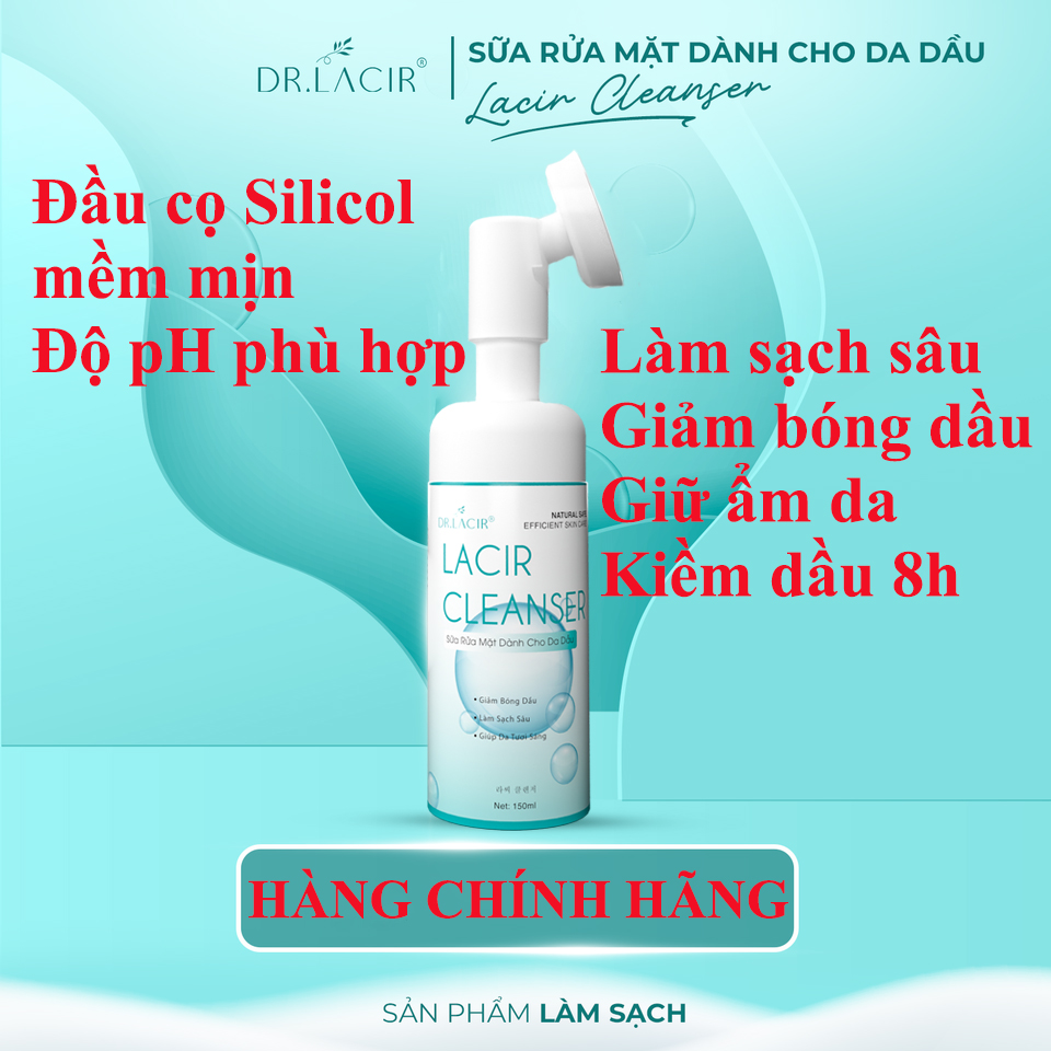  Sữa Rửa Mặt Lacir Cleanser - Sữa Rửa Mặt Bạc Hà Kiềm Dầu: giảm bóng dầu, làm sạch sâu (Chính Hãng Dr.Lacir)