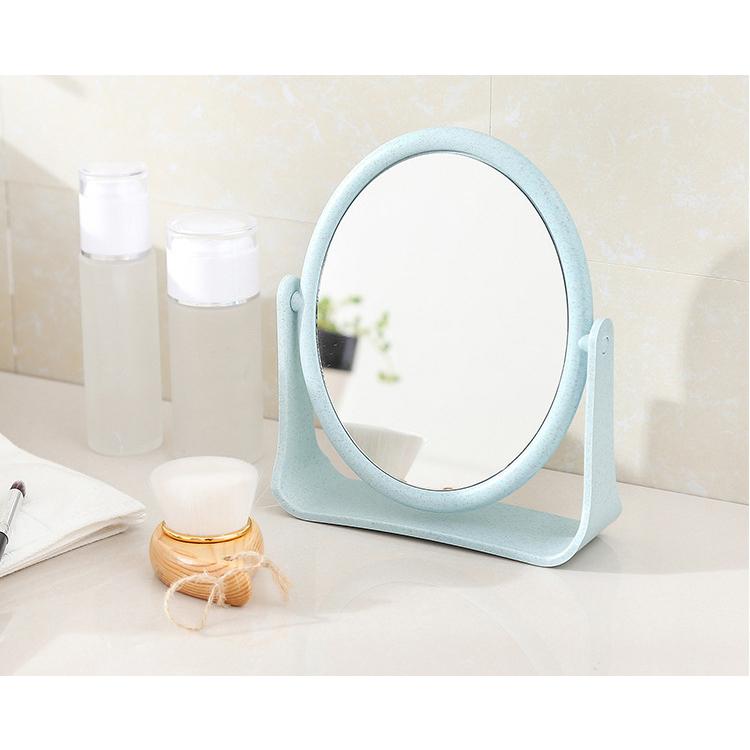 Gương Trang Điểm Để Bàn Lúa Mạch Hàn Quốc 2 Mặt Xinh Xắn Gương Xoay 360 Độ Nhỏ Gọn Tiện Dụng