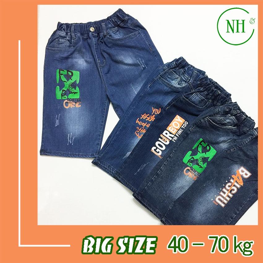 Quần short jean bé trai từ 30kg đến gần 40kg, quần cho bé lưng thun, jean co giãn - NH KIDS SHOP