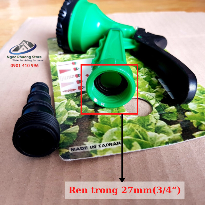 Vòi tưới cây đa năng 5 kiểu tưới, thân bằng nhựa ABS AQUAMATE ĐÀI LOAN - Mã W9108