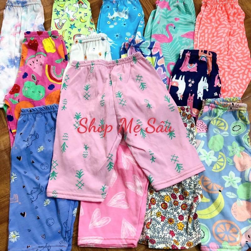 Quần legging lửng đùi bé gái chất cotton vải xuất dư size 8-18kg