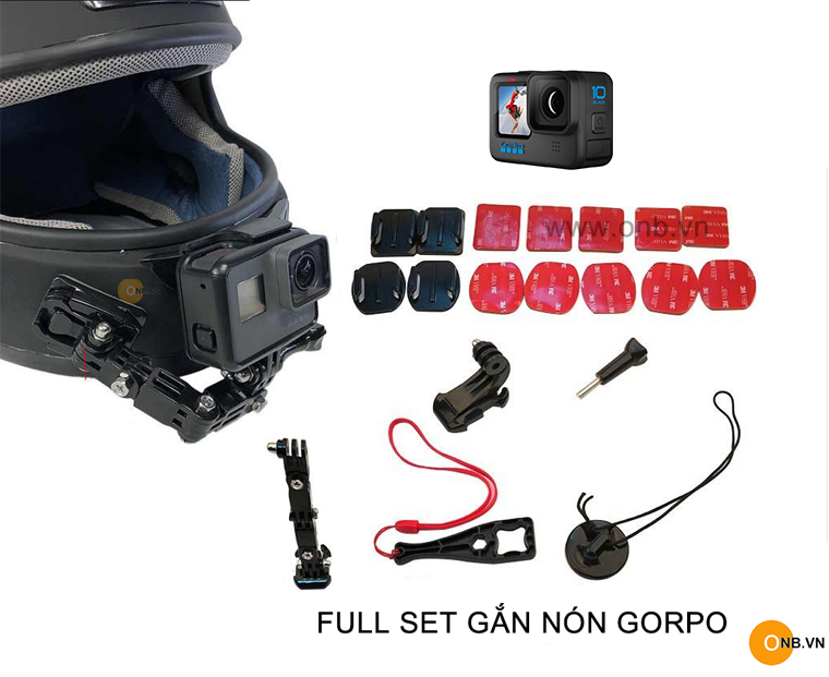 Full set bộ gắn nón Fullface Gopro 10 9 - Osmo Action