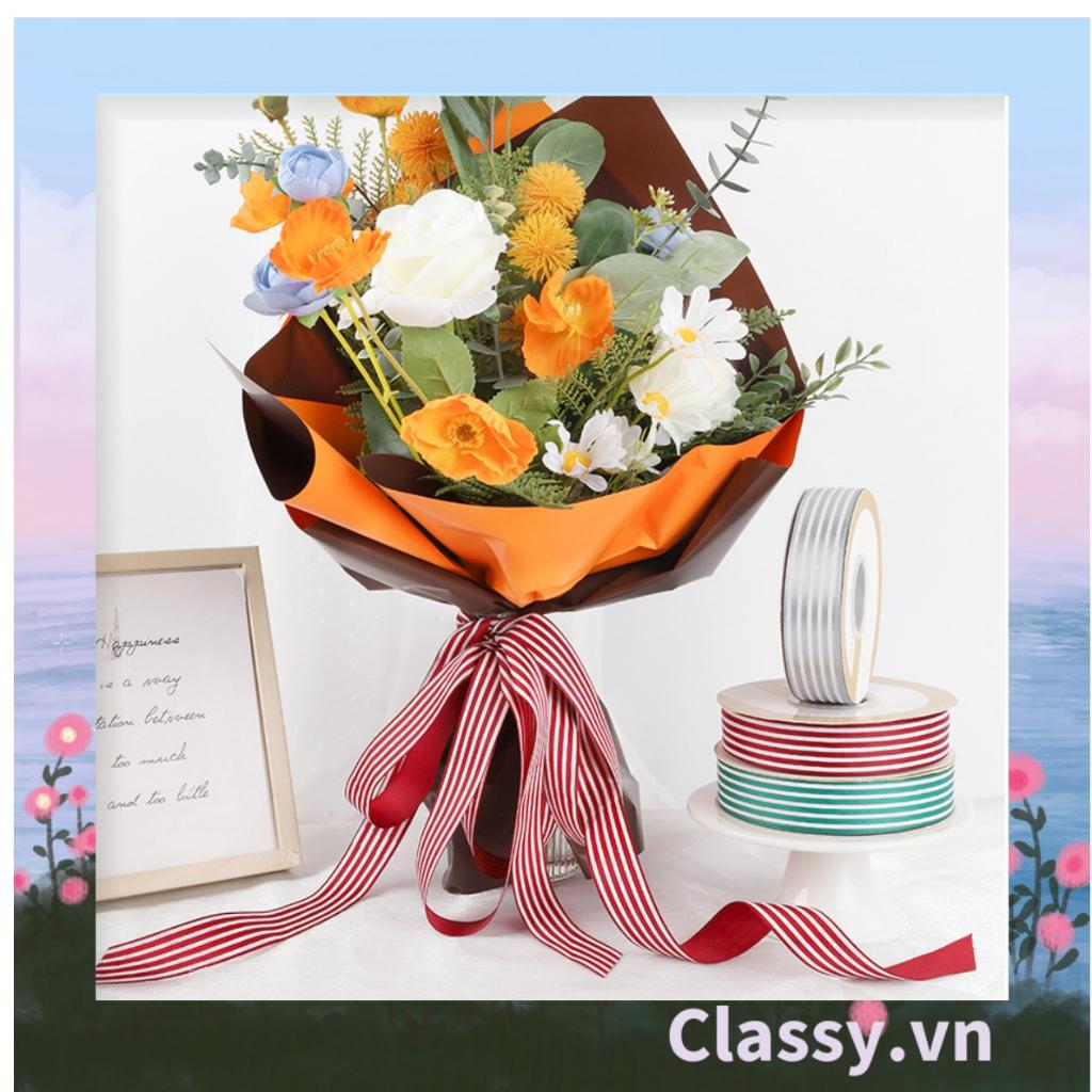 Ruy băng vải sợi poly Classy dài 01MÉT, họa tiết kẻ sọc, nhiều màu Q1084