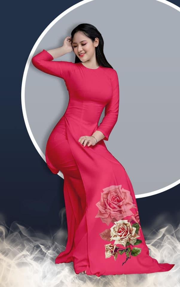ÁO DÀI TRUYỀN THỐNG IN HỒNG NỮ HOÀNG CAO CẤP - KHÔNG KÈM QUẦN