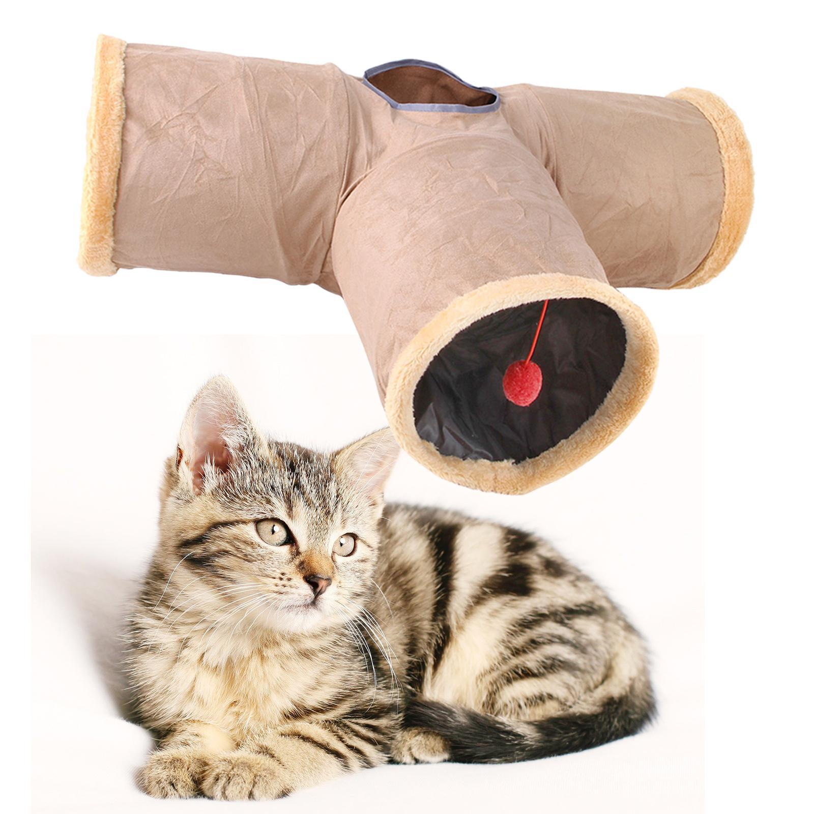 Cat Tunnel Tube for Indoor Cats, Cat Toys 3 Way Collapsible, Kitty Tunnel Cat Pet Toys Peek Hole Toy for Puppy, Kitten, Rabbit