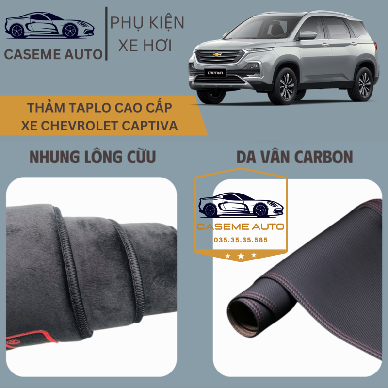 [CHEVROLET CAPTIVA] Thảm Taplo 3 Lớp Dành Cho Xe CHEVROLET CAPTIVA, Nhung Lông Cừu Và Da Vân Carbon Cao Cấp - Hàng Chính Hãng