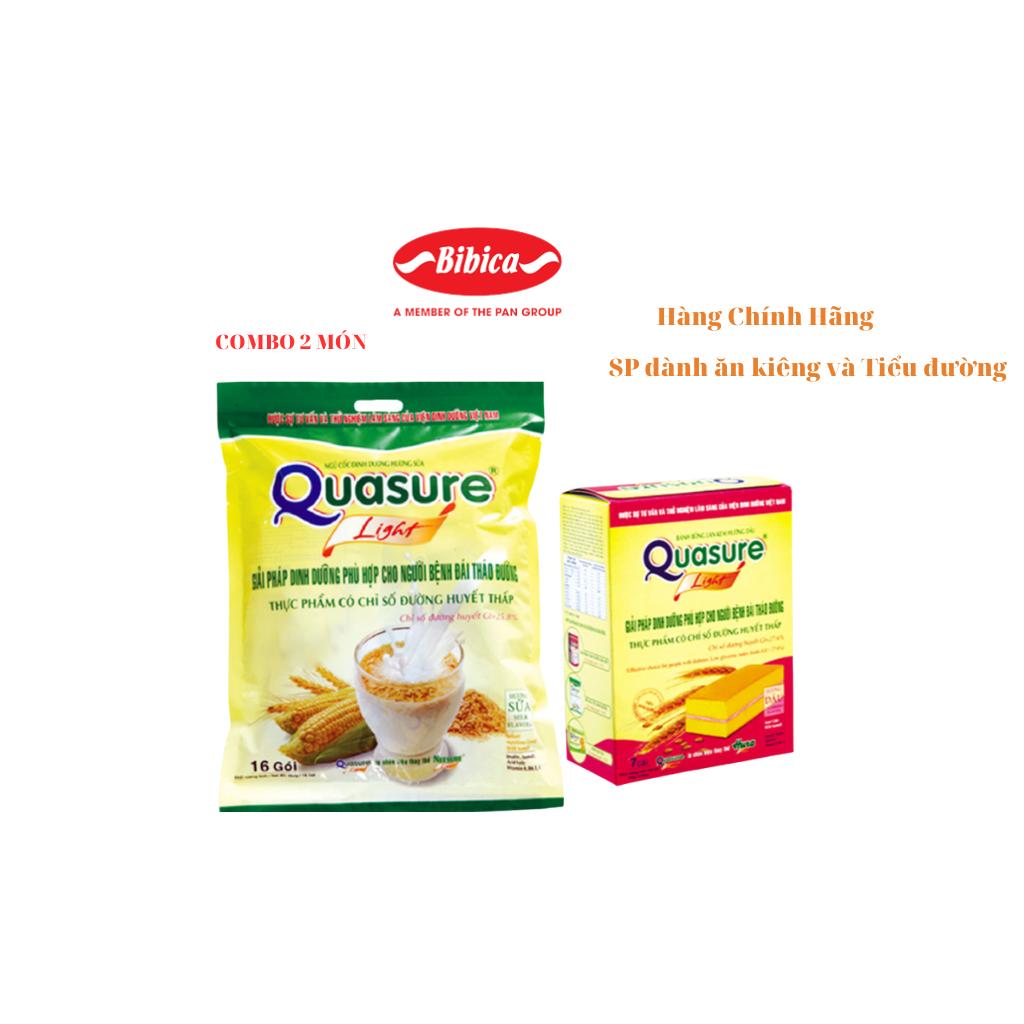Combo 2 món quasure light dinh dưỡng dành cho người ăn kiêng và tiểu đường- Bibica ngũ cốc 400g/ quasure dâu 126g