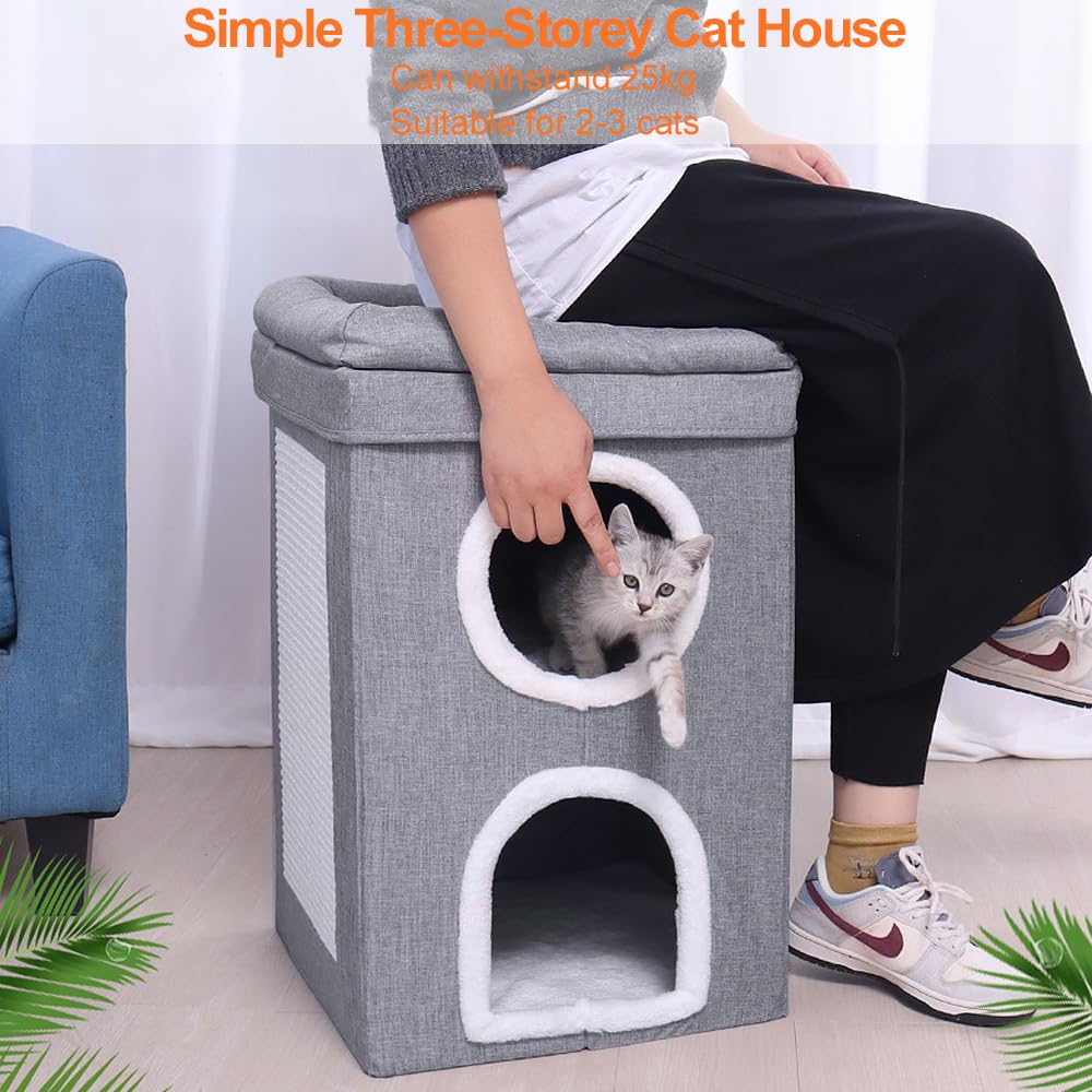 Nhà cho mèo 2 tầng Foldable Cat House 2-in-1 Large Cats