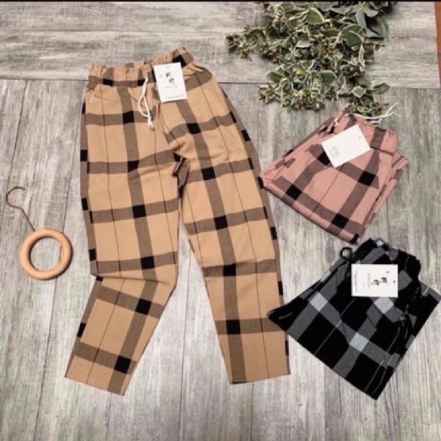 Quần Baggy kẻ đũi xước cao cấp