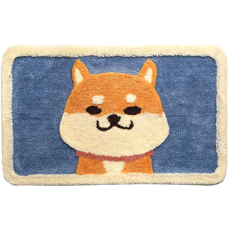 Thảm Lau Chân Lông Xù Chống Trượt Hình Chó Shiba Siêu Mềm Mại 45x65cm