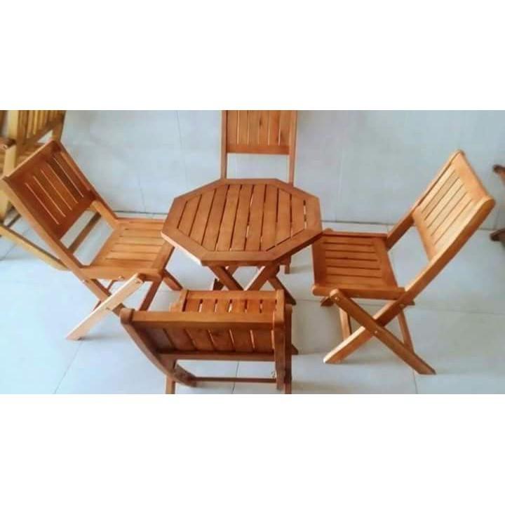 Bộ Bàn Ghế Gấp Gọn Ngồi Ban Công GỖ TỰ NHIÊN Sân Vườn Hành Lang, Cafe, Bàn ăn