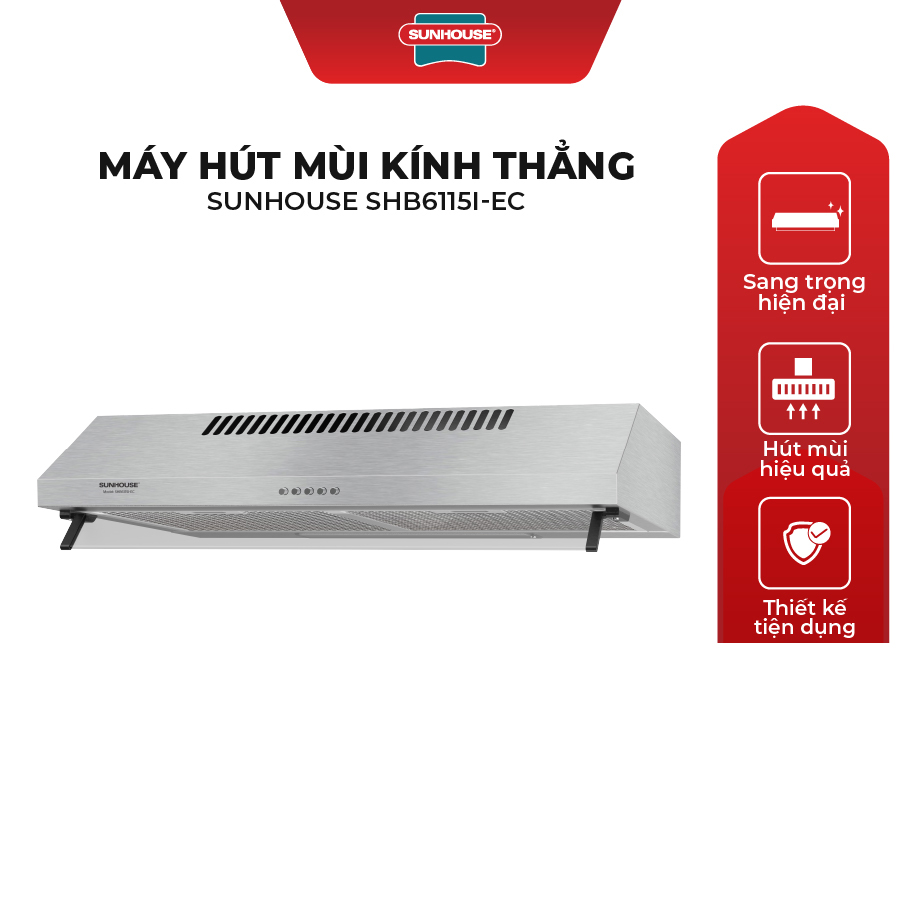 Máy hút mùi kính thẳng Sunhouse SHB6115I-EC - Hàng chính hãng