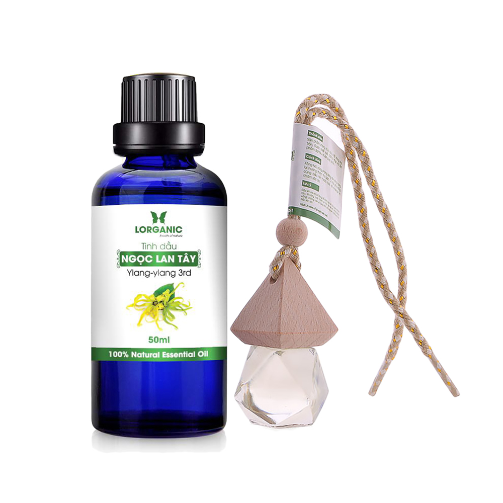 Combo tinh dầu ngọc lan tây Lorganic (50ml) +tinh dầu ngọc lan tây Lorganic treo xe hơi, tủ áo (10ml)