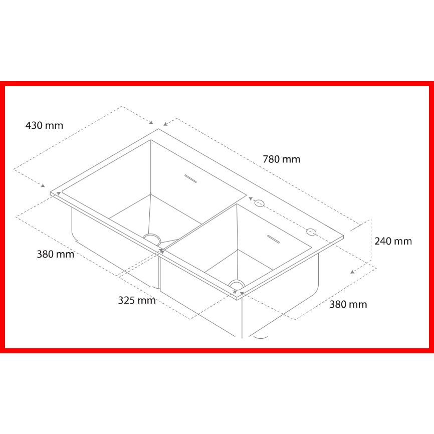 Chậu rửa 2 hố lệch phụ kiện đi kèm chât liệu Inox 304 cao cấp mã GC.7843 thương hiệu GERARI