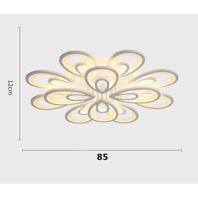 Đèn ốp trần VATASI tối tân 12 cánh hoa tô điểm thiết kế bên trong vương quyền với 3 cách thức ánh sáng.