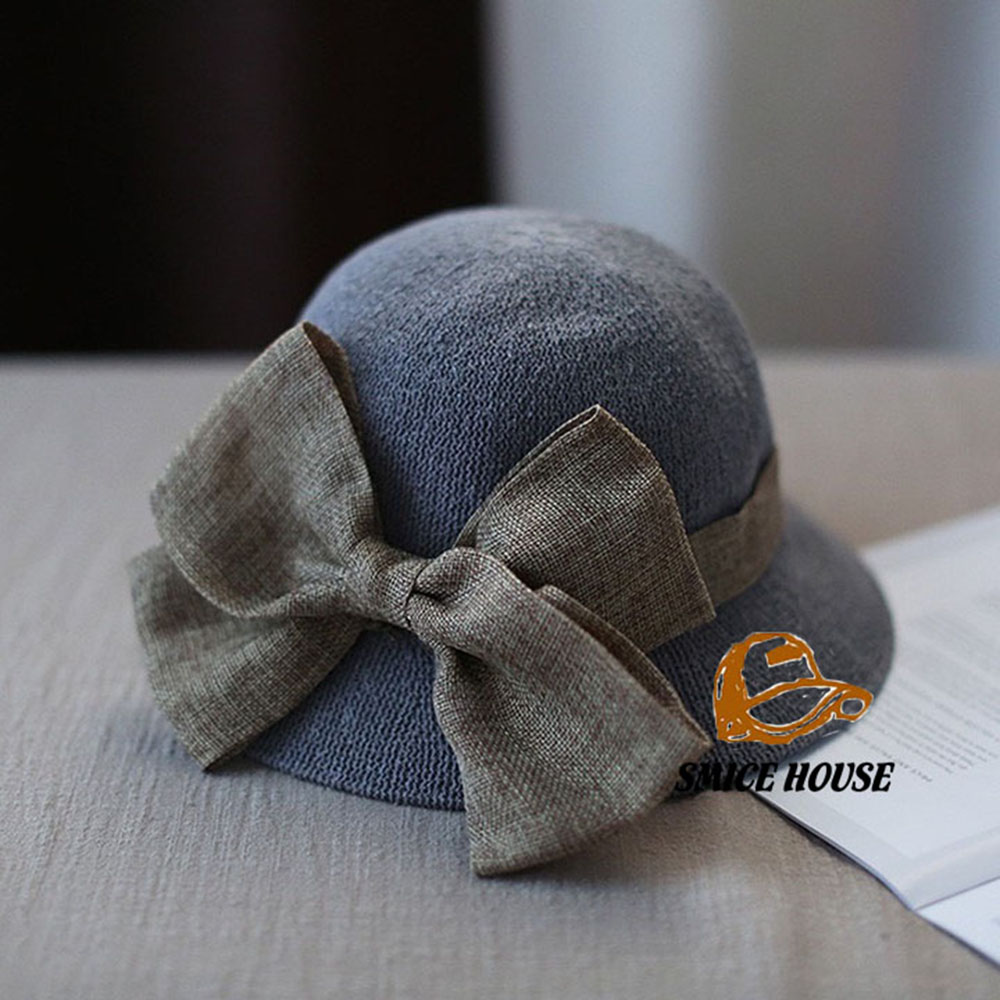 Nón nữ vành nhỏ chống nắng đính nơ tiểu thư, mũ nữ thời trang nhiều màu đi biển đi chơi có thể gấp gọn - Smice House