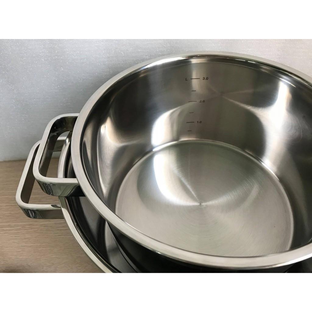 Bộ nồi chảo chống dính inox 304 Fivestar Plus 4 món nắp kính , 3 đáy dùng được bếp từ , hồng ngoại , gas - tặng 1 vá canh