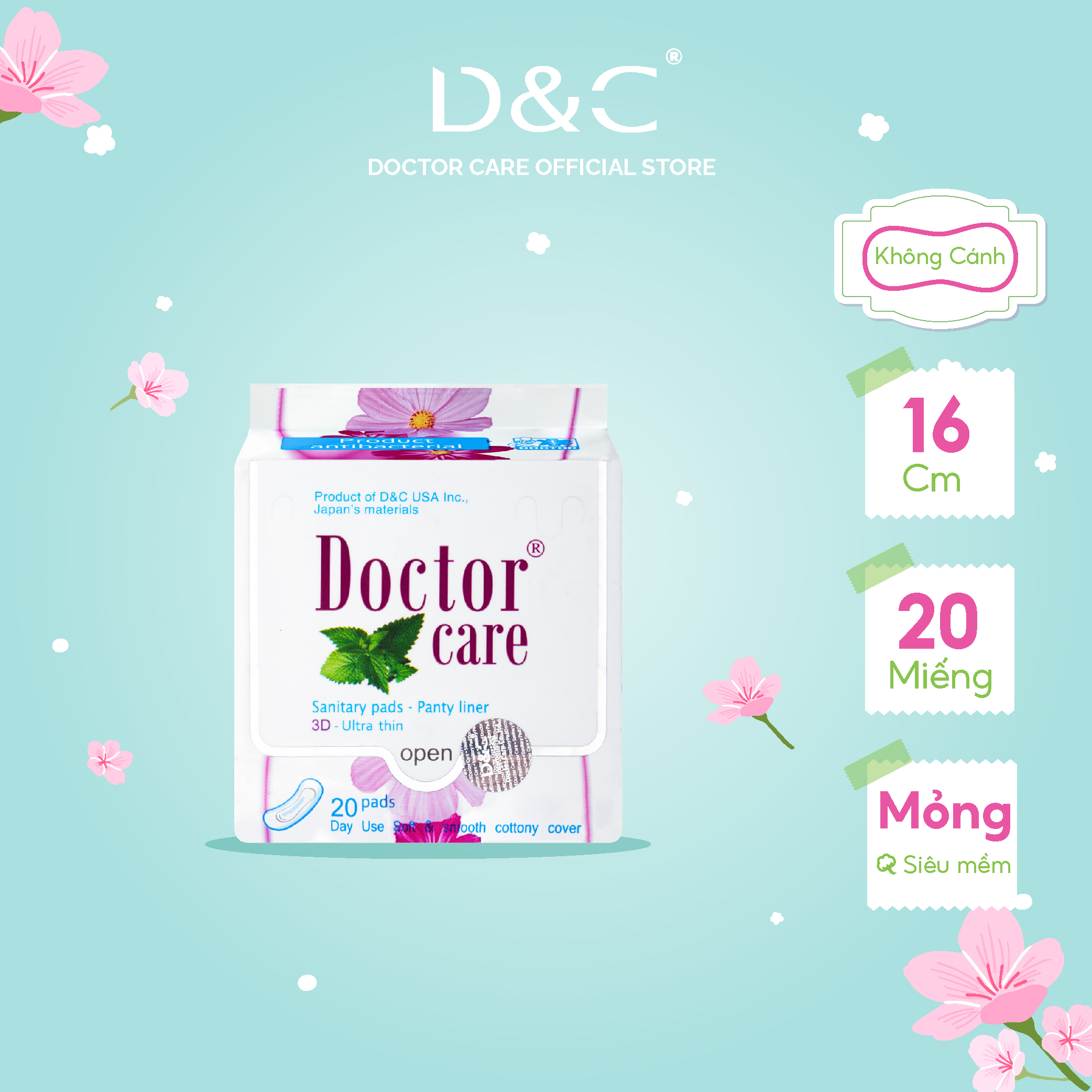 Băng vệ sinh hàng ngày thảo dược Doctor Care 16 cm 1 gói