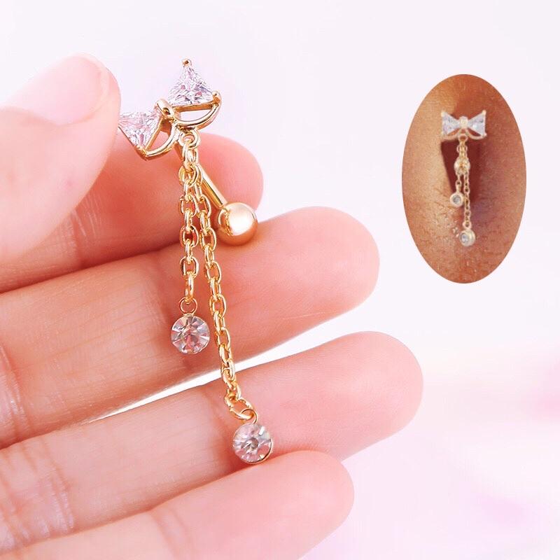 Khuyên Rốn Vàng / Khuyên Rốn Nơ / Khuyên Đính Đá Cao Cấp - 69STORE