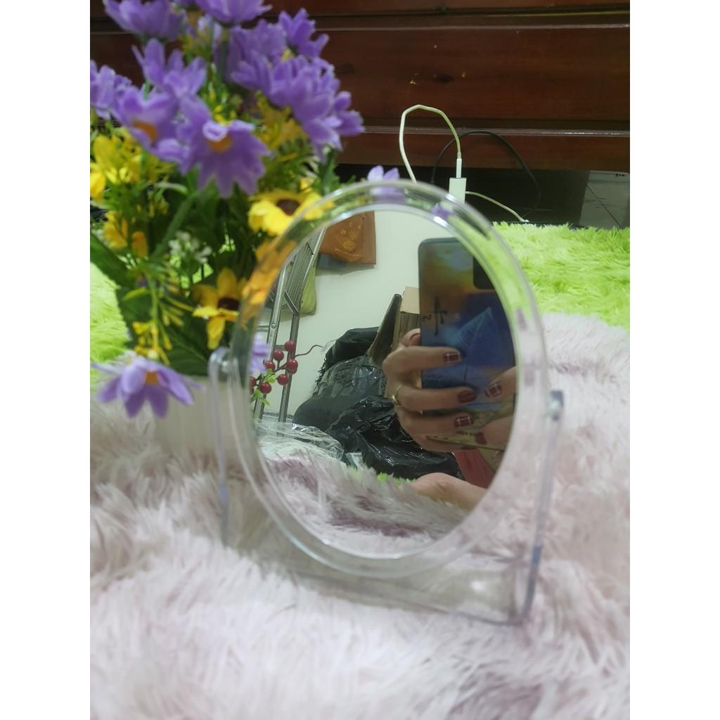 Gương Hai mặt 360Độ Gương soi trang điểm để bàn hình chữ nhật- hình tròn 18x21cm - Gương để bàn, Gương soi, Gương gấp