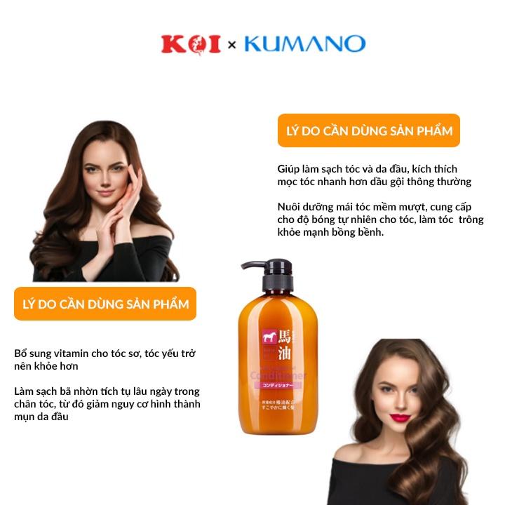 Dầu xả chiết xuất từ dầu ngựa Kumano Cosme Station Horse Oil With Tsubaki Oil Conditioner 600ml