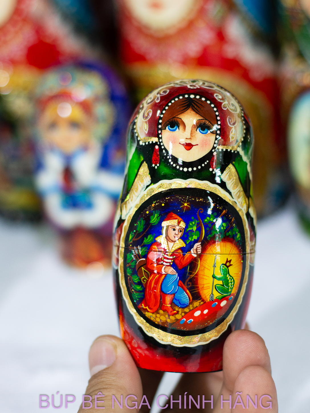 BỘ BÚP BÊ NGA MATRYOSHKA CAO CẤP 5 LỚP 15CM HOA VĂN "CÔNG CHÚA VÀ BẦY THIÊN NGA" RẤT ĐẸP VÀ SANG TRỌNG