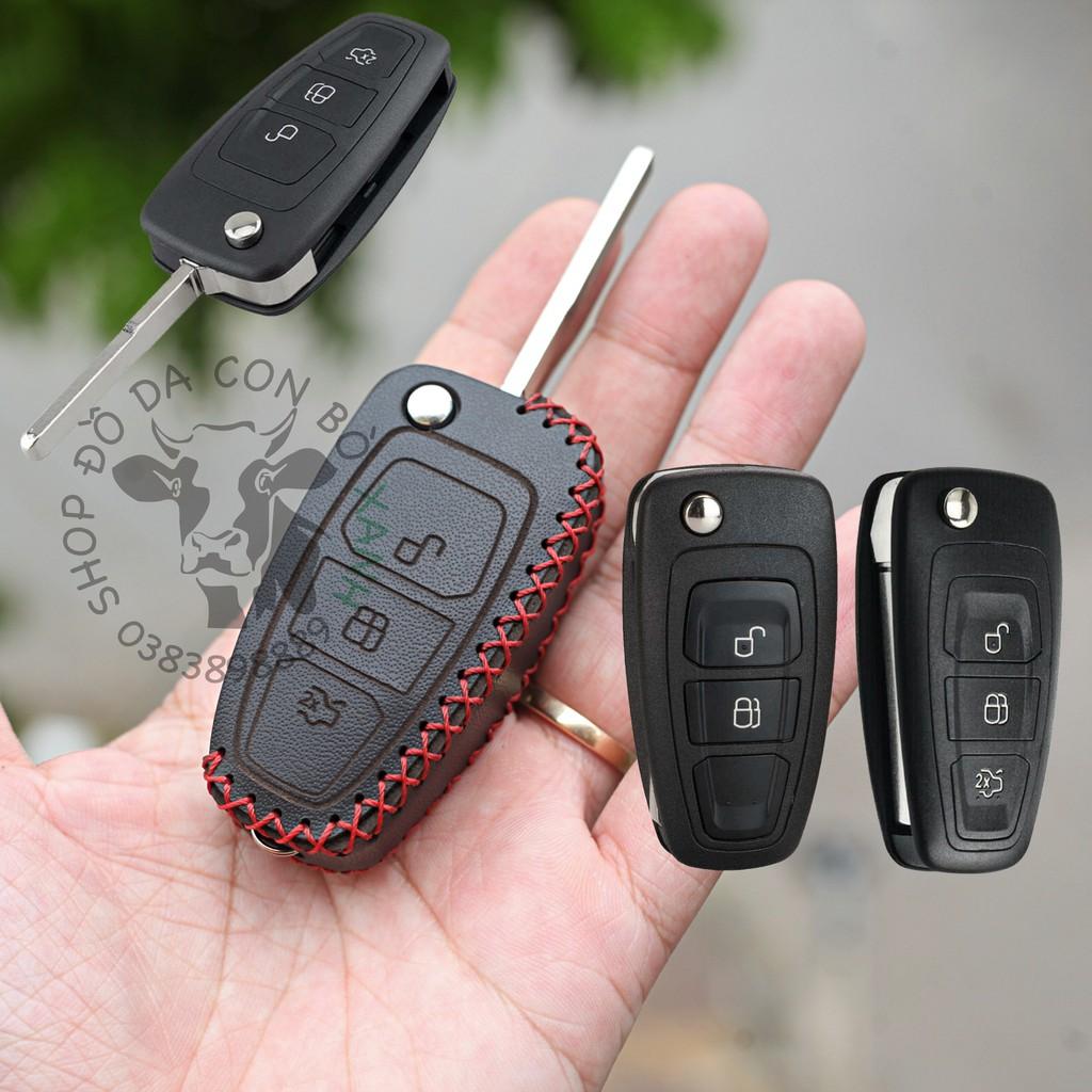 Bao da dành cho chìa khoá Ford Focus, Ecosport, Fiesta, Ranger chìa Gập handmade da thật 002
