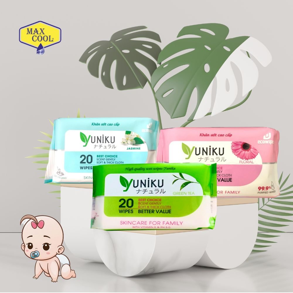 3 Gói Khăn Ướt Yuniku Max Cool YK20-02 - 3 Màu