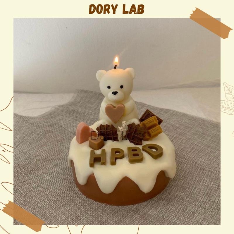 Nến Thơm Bánh Kem Sinh Nhật Chú Gấu Thiết Kế Chữ Theo Yêu Cầu, Quà Tặng Ý Nghĩa - Dory Lab
