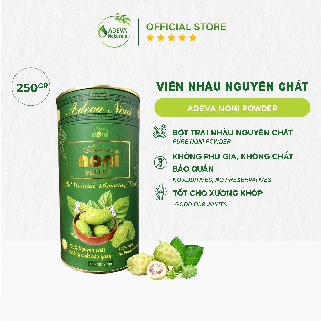 Viên Nhàu ADEVA NONI Pellet Hỗ Trợ Cải Thiện Sức Khoẻ Tim Mạch, Ổn Định Huyết Áp, Nâng Cao Hệ Miễn Dịch 250Gr