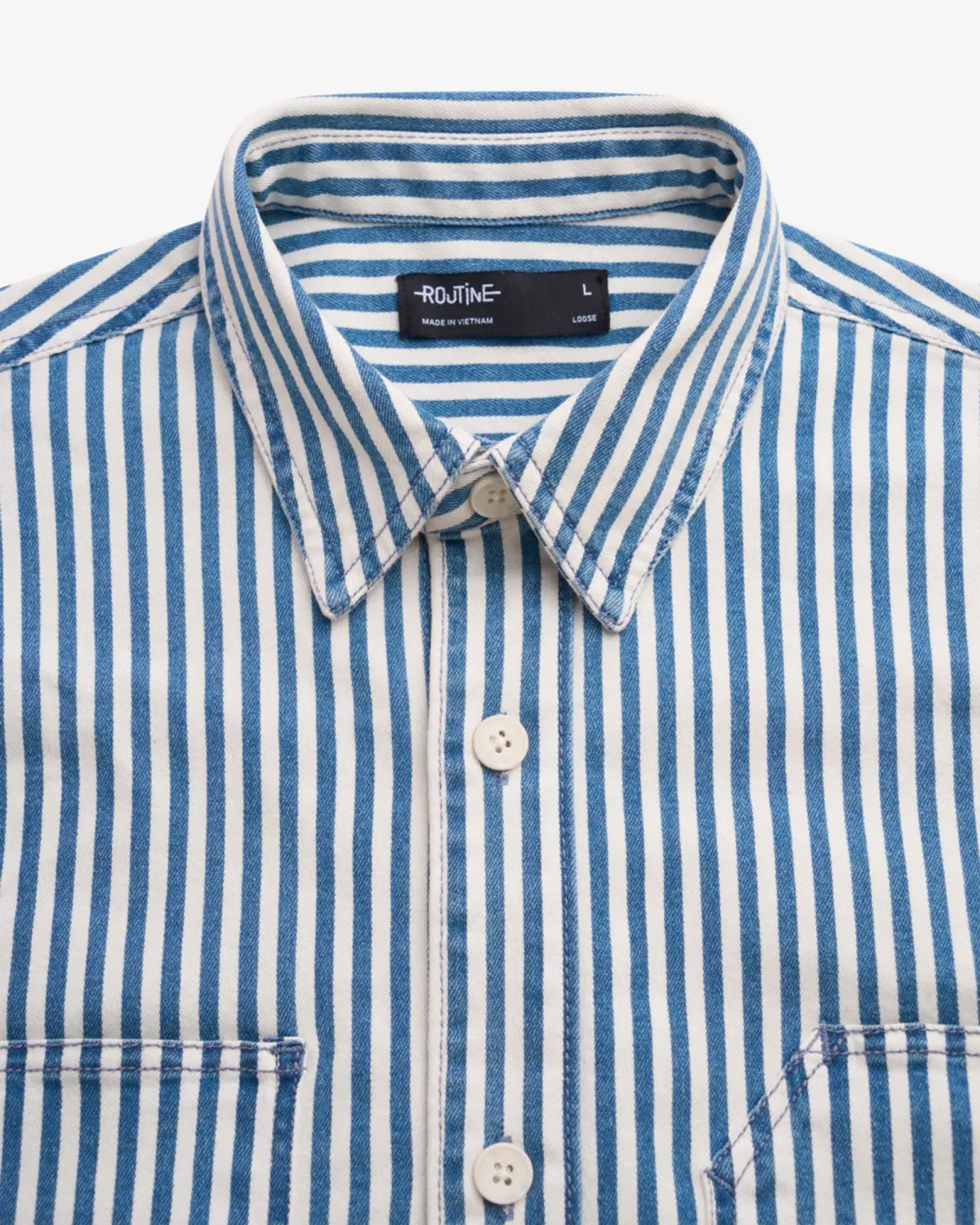 Áo sơ mi jean sọc tay dài nam.Loose - RT 10S25DSH007 | ROUTINE CÀ MAU