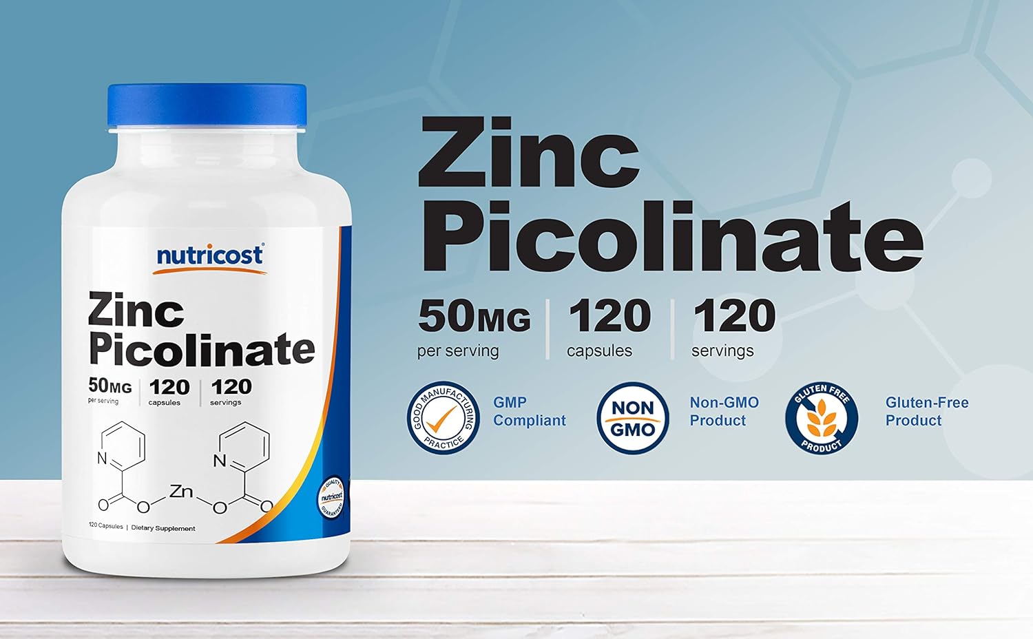 Nutricost Zinc Picolinate 50mg - Viên Uống Bổ Sung Kẽm, Hỗ Trợ Xây Dựng Cơ Bắp, Cải Thiện Giấc Ngủ