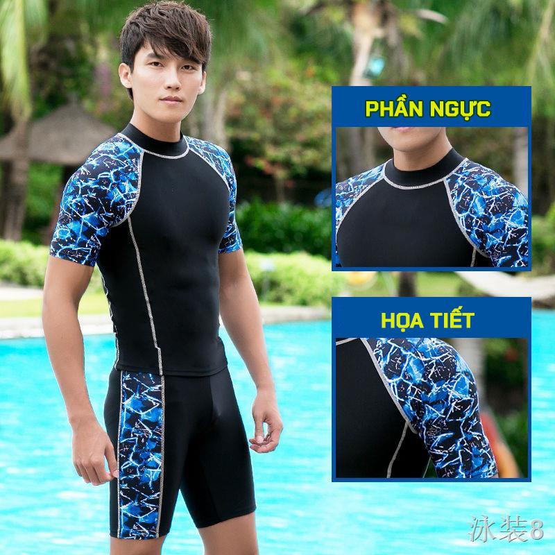 Đồ bơi nam kín đáo 2 mảnh cho bơi lội chuyên nghiệp cao cấp chất liệu thun mềm mại QN005
