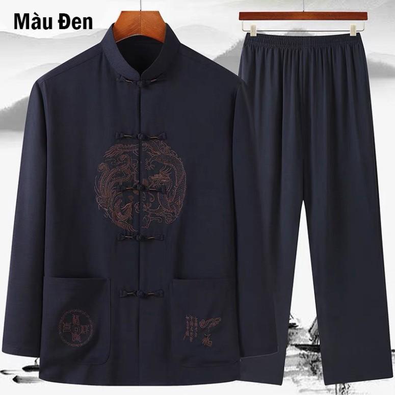 Bộ đũi nam dài tay tặng bố và người thân, họa tiết tỉ mỉ tinh tế và sang trọng H5