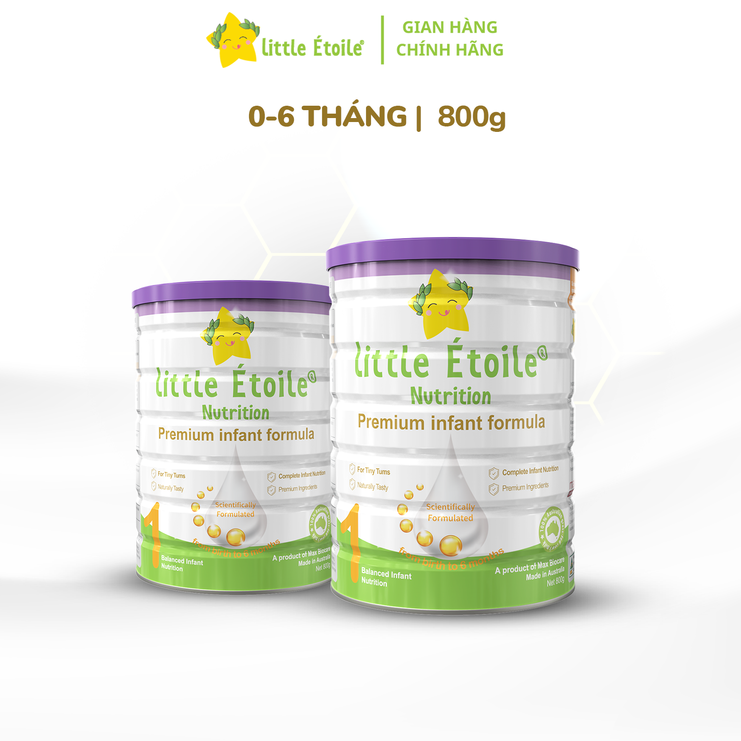 Combo 2 lon Sữa bột ngôi sao nhỏ Little Étoile số 1 800g dành cho bé 0 - 6 tháng