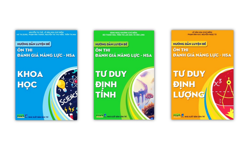 Sách - Combo 3 cuốn Hướng dẫn luyện đề ôn thi Đánh giá năng lực - HSA ( Khoa Học + Tư duy định lượng + Định Tính )