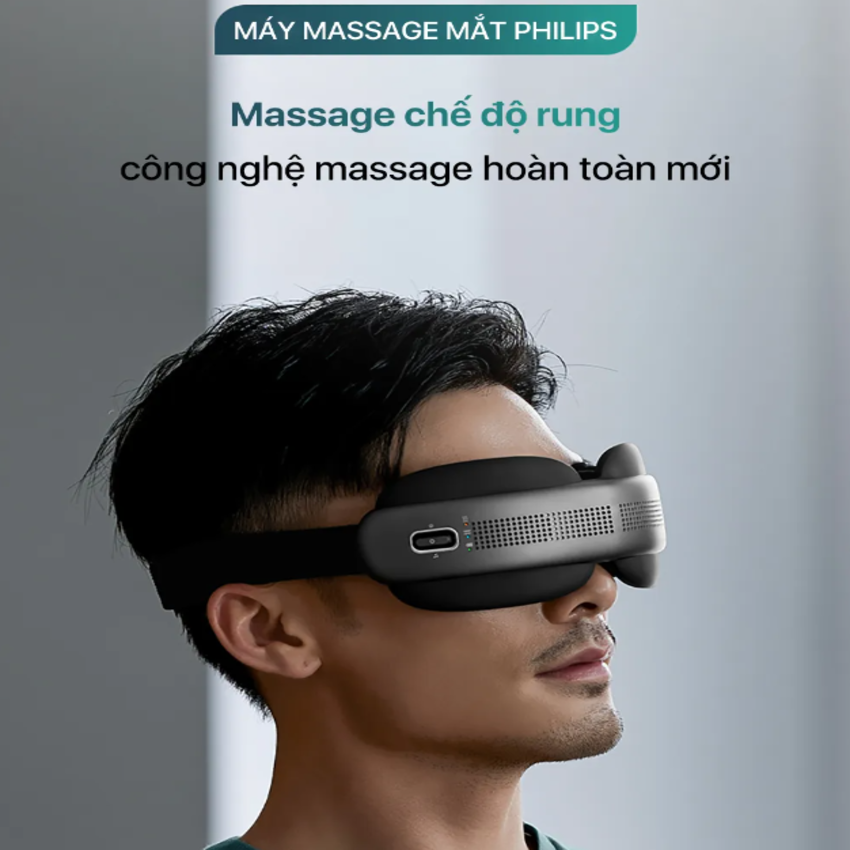 Máy massage mắt công nghệ VibWave, 16 điểm tiếp xúc và chườm nóng. Thương hiệu Hà Lan cao cấp Philips - PPM5202E