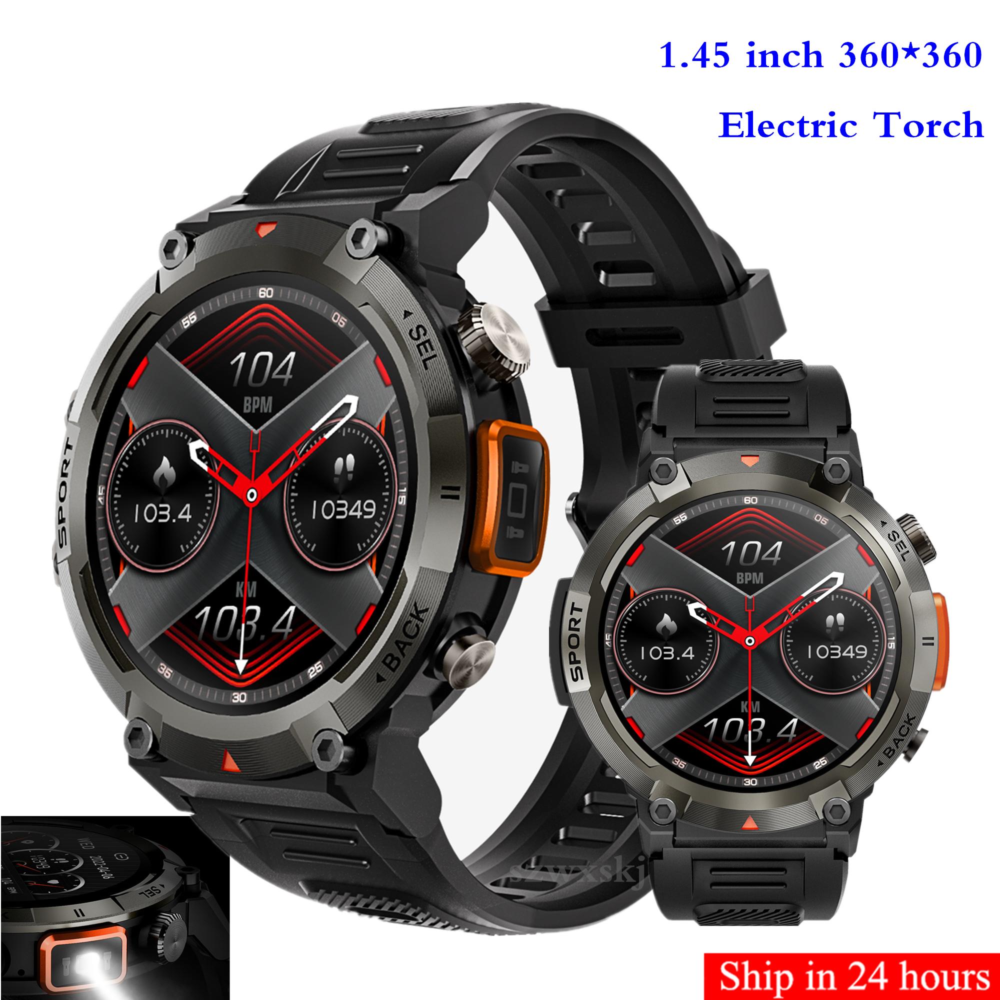 S8 SMART WATCH MEN 1.45 Màn hình HD 360*360 Nhịp tim huyết áp ngoài trời Đèn pin chiếu sáng Waterproof PK Sport Watch