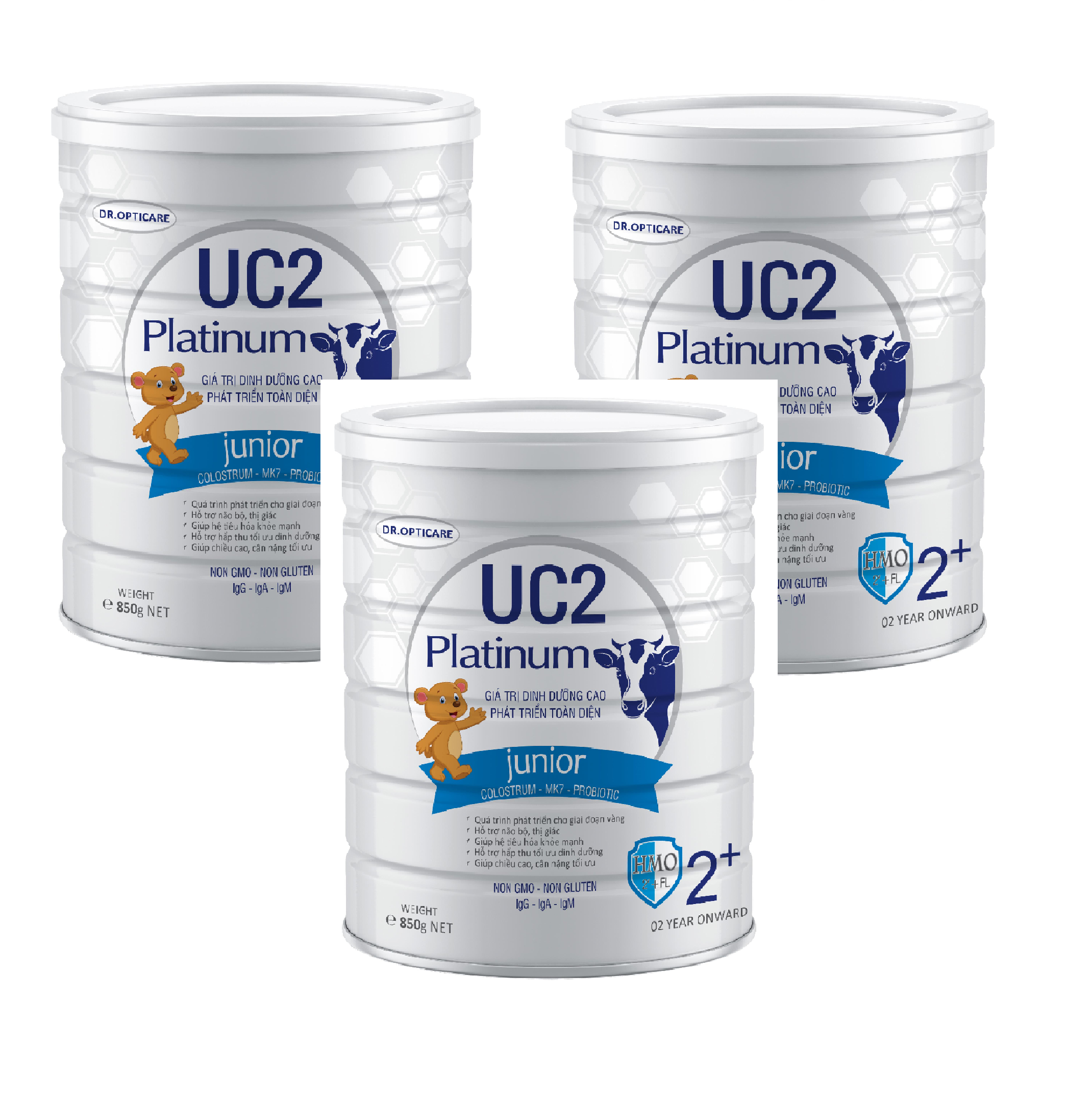 Combo 3 lon Sữa non UC2 Platinum Junior 2+ lon 850g