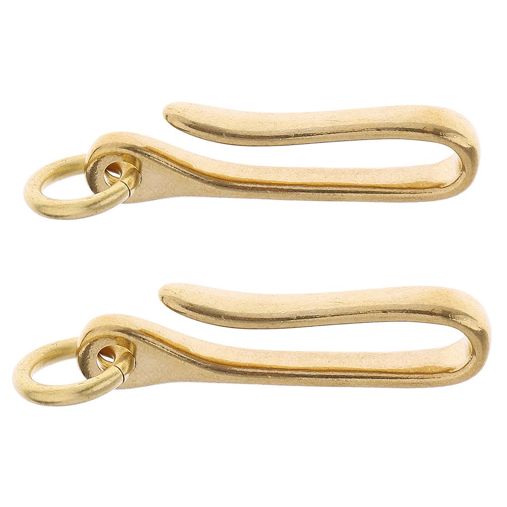 2x Vintage Solid Brass Belt Fish Hook U Loop Keychain Key Accessories