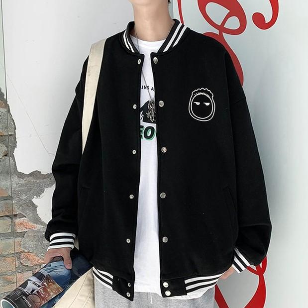 Áo khoác bomber nam nữ jacket nỉ hai lớp dày dặn, áo bomber nỉ  form to rộng unisex in hình cậu bé đầu đinh siu cute