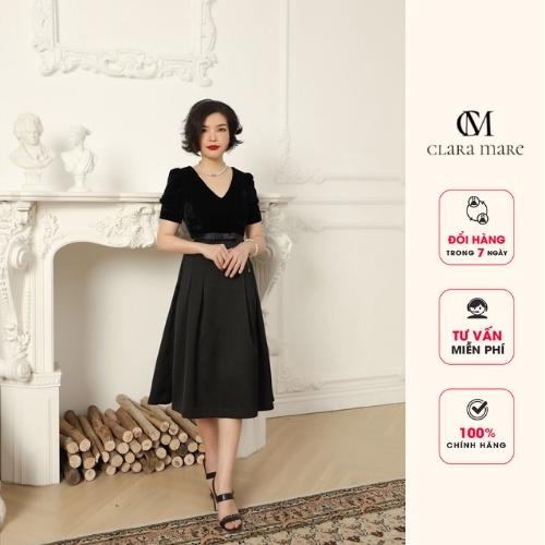 Đầm nhung phối CLARA MARE chất liệu vải Thân trên: nhung Thân dưới: Tafta DRE3046